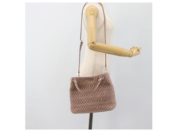 Borsa a Mano Miu Miu Matelasse in Pelle 2way Rosa Argento Auth 184822SAM - vista 25