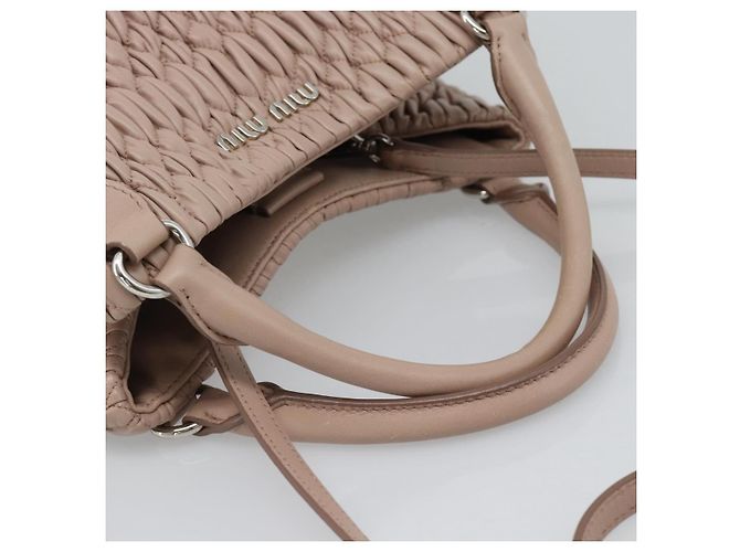Borsa a Mano Miu Miu Matelasse in Pelle 2way Rosa Argento Auth 184822SAM - vista 7