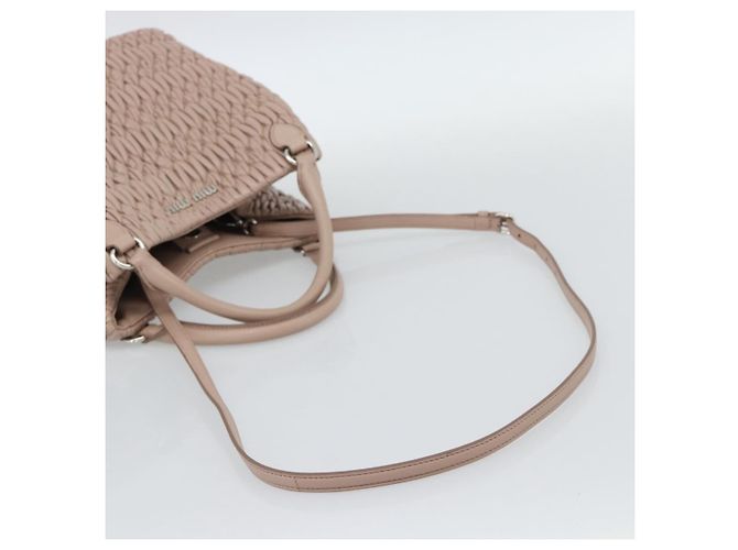 Borsa a Mano Miu Miu Matelasse in Pelle 2way Rosa Argento Auth 184822SAM - vista 8