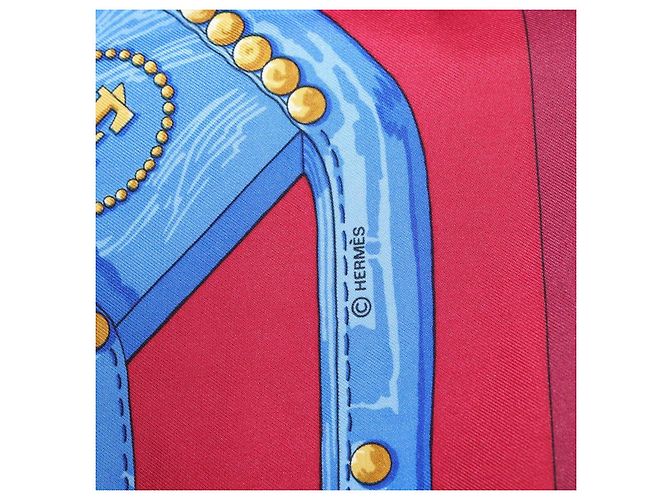 Hermès HERMES Carré 90 Sciarpa "aux champs" Seta Rossa Auth 183130 Rosso - vista 11