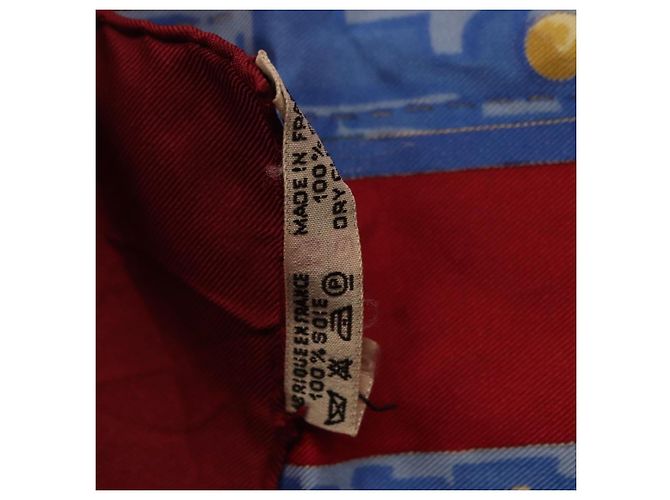 Hermès HERMES Carré 90 Sciarpa "aux champs" Seta Rossa Auth 183130 Rosso - vista 13