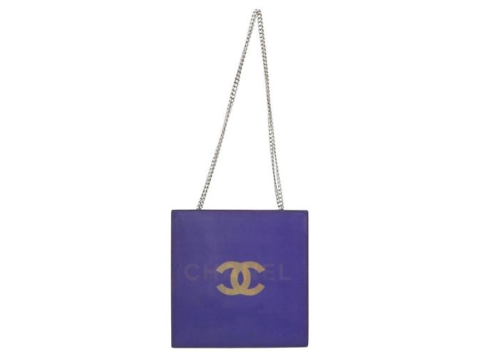 CHANEL Borsa a Spalla Hologram Line Chain Nylon Viola Argento CC Auth bs35589A Porpora - vista 13