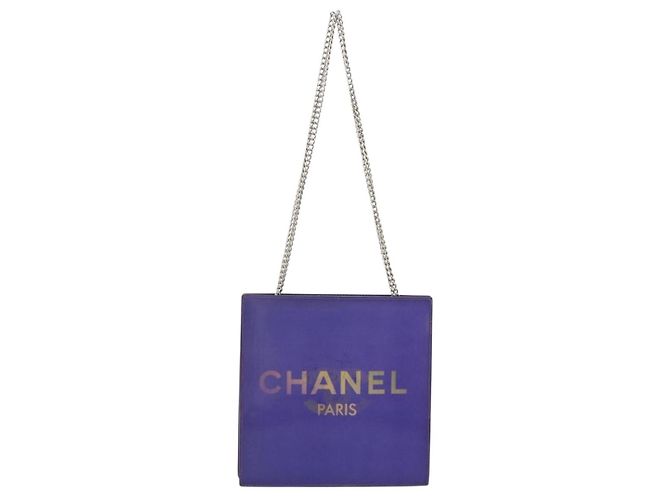 CHANEL Borsa a Spalla Hologram Line Chain Nylon Viola Argento CC Auth bs35589A Porpora - vista 2