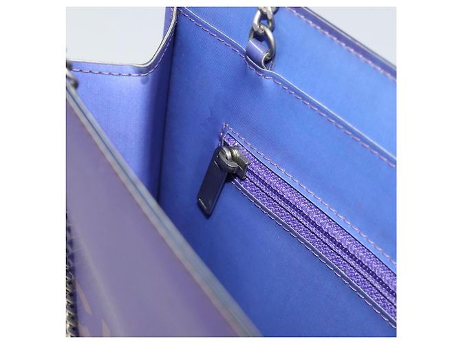 CHANEL Borsa a Spalla Hologram Line Chain Nylon Viola Argento CC Auth bs35589A Porpora - vista 20