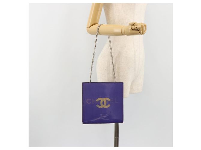 CHANEL Borsa a Spalla Hologram Line Chain Nylon Viola Argento CC Auth bs35589A Porpora - vista 21
