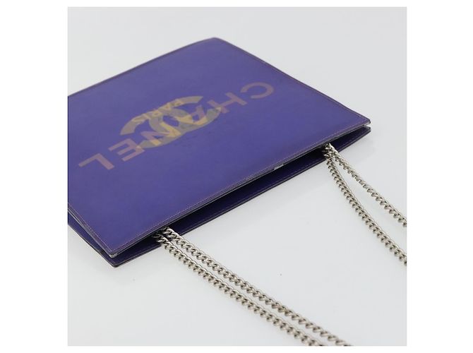 CHANEL Borsa a Spalla Hologram Line Chain Nylon Viola Argento CC Auth bs35589A Porpora - vista 6