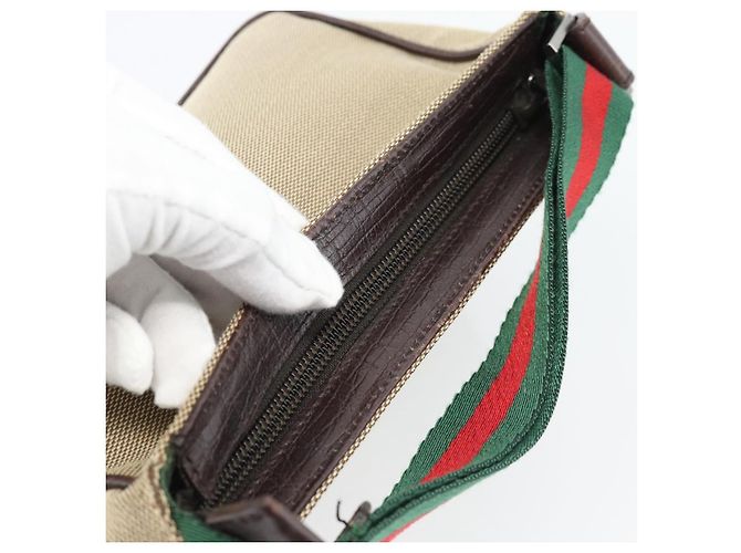 GUCCI Web Sherry Line Shoulder Pouch Canvas 106644 Auth ti3973 - vista 6