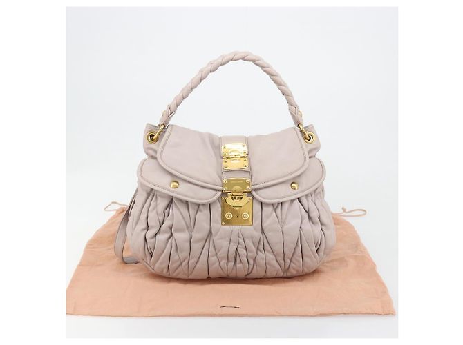 Bolso de hombro Miu Miu Matelassé Cuero 2way Oro Púrpura gris Auth 184618A Dorado Morado oscuro - vista 12
