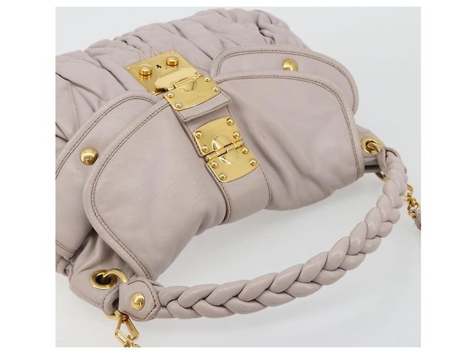 Bolso de hombro Miu Miu Matelassé Cuero 2way Oro Púrpura gris Auth 184618A Dorado Morado oscuro - vista 14