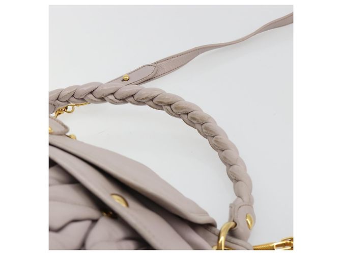 Bolso de hombro Miu Miu Matelassé Cuero 2way Oro Púrpura gris Auth 184618A Dorado Morado oscuro - vista 15