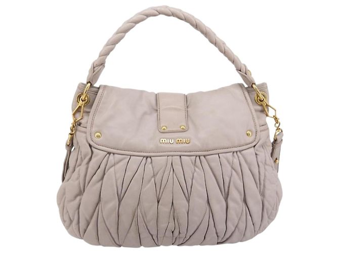 Bolso de hombro Miu Miu Matelassé Cuero 2way Oro Púrpura gris Auth 184618A Dorado Morado oscuro - vista 2
