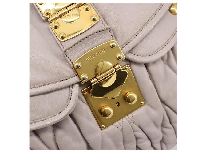 Bolso de hombro Miu Miu Matelassé Cuero 2way Oro Púrpura gris Auth 184618A Dorado Morado oscuro - vista 22