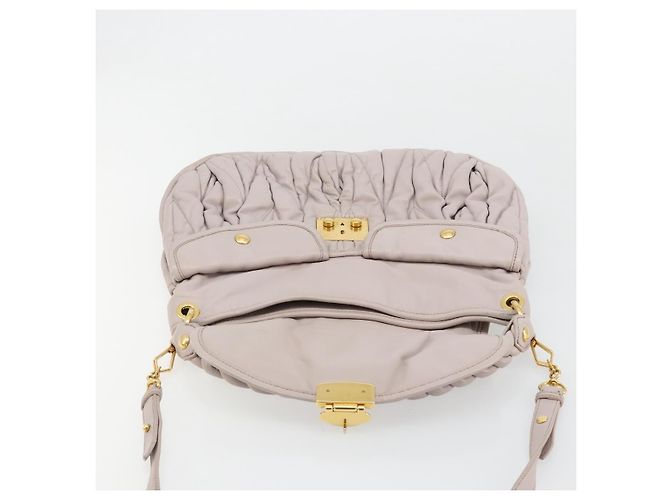 Bolso de hombro Miu Miu Matelassé Cuero 2way Oro Púrpura gris Auth 184618A Dorado Morado oscuro - vista 24