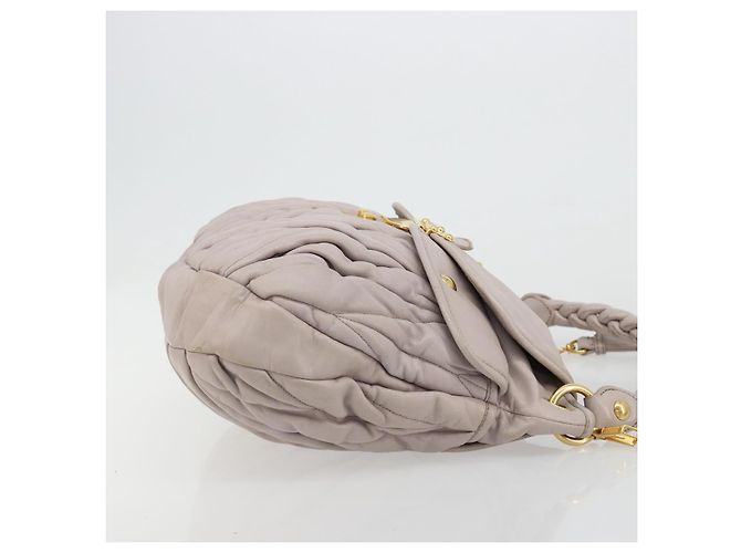 Bolso de hombro Miu Miu Matelassé Cuero 2way Oro Púrpura gris Auth 184618A Dorado Morado oscuro - vista 3