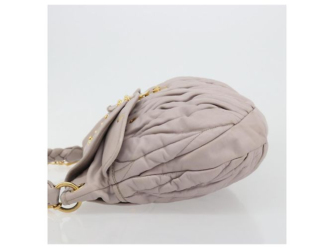 Bolso de hombro Miu Miu Matelassé Cuero 2way Oro Púrpura gris Auth 184618A Dorado Morado oscuro - vista 4