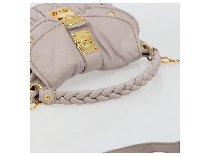 Bolso de hombro Miu Miu Matelassé Cuero 2way Oro Púrpura gris Auth 184618A Dorado Morado oscuro - vista 6