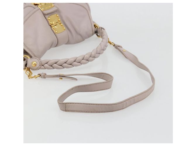 Bolso de hombro Miu Miu Matelassé Cuero 2way Oro Púrpura gris Auth 184618A Dorado Morado oscuro - vista 7