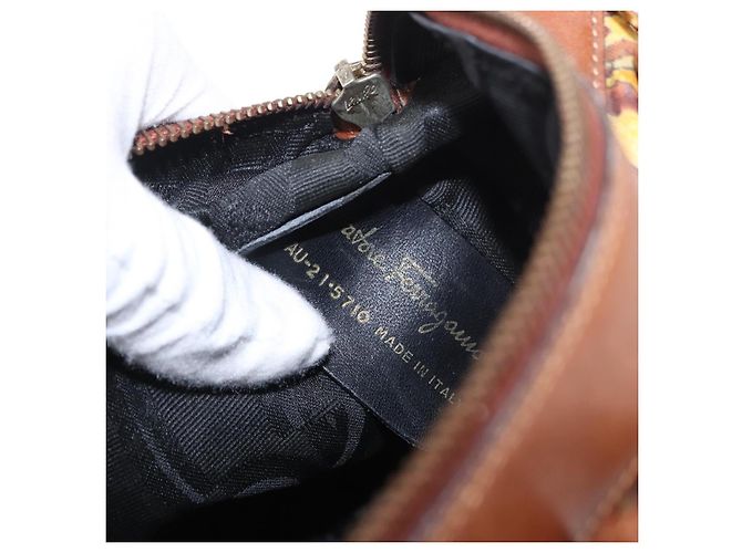Borsa Salvatore Ferragamo in tela e pelle 2way marrone oro Auth am11858A D'oro - vista 12