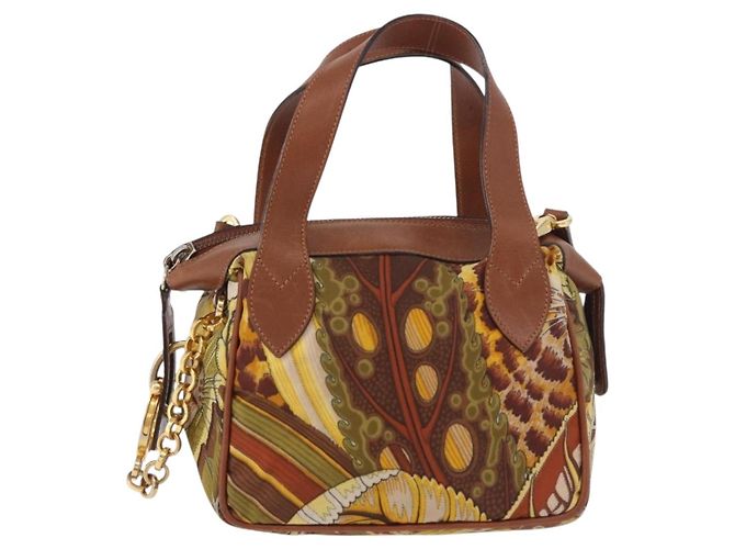 Borsa Salvatore Ferragamo in tela e pelle 2way marrone oro Auth am11858A D'oro - vista 13