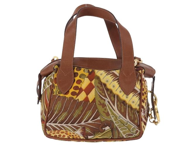 Borsa Salvatore Ferragamo in tela e pelle 2way marrone oro Auth am11858A D'oro - vista 2