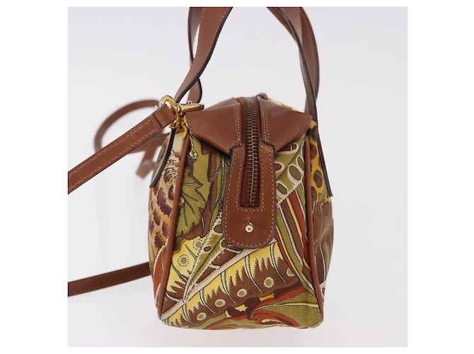 Borsa Salvatore Ferragamo in tela e pelle 2way marrone oro Auth am11858A D'oro - vista 3