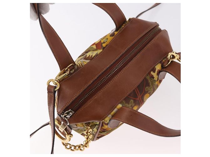 Borsa Salvatore Ferragamo in tela e pelle 2way marrone oro Auth am11858A D'oro - vista 6