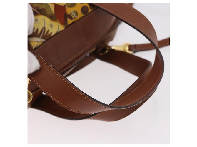 Borsa Salvatore Ferragamo in tela e pelle 2way marrone oro Auth am11858A D'oro - vista 7