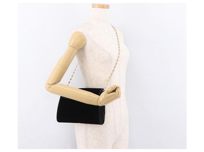 Borsa a Spalla GUCCI con Catena in Velluto Nero e Oro Auth ep14794 D'oro - vista 22