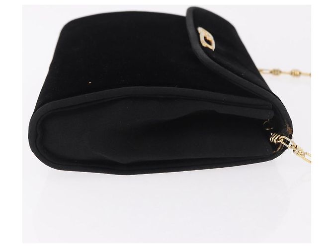 Borsa a Spalla GUCCI con Catena in Velluto Nero e Oro Auth ep14794 D'oro - vista 3