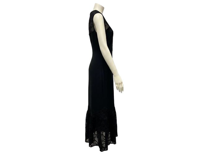 Vestido midi sem mangas com acabamento em renda preta Jonathan Simkhai - vista 2
