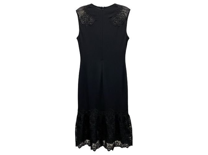 Vestido midi sem mangas com acabamento em renda preta Jonathan Simkhai - vista 3
