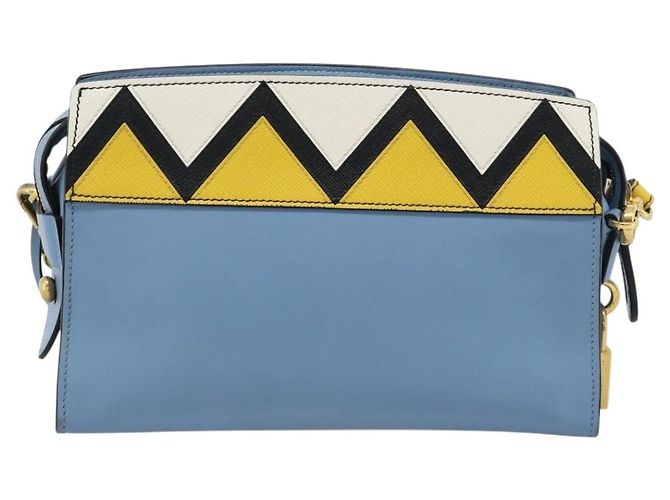 Borsa a Spalla PRADA in Pelle Azzurro Chiaro Oro Auth ka4742M D'oro Blu chiaro - vista 2