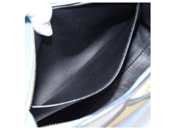 Borsa a Spalla PRADA in Pelle Azzurro Chiaro Oro Auth ka4742M D'oro Blu chiaro - vista 25