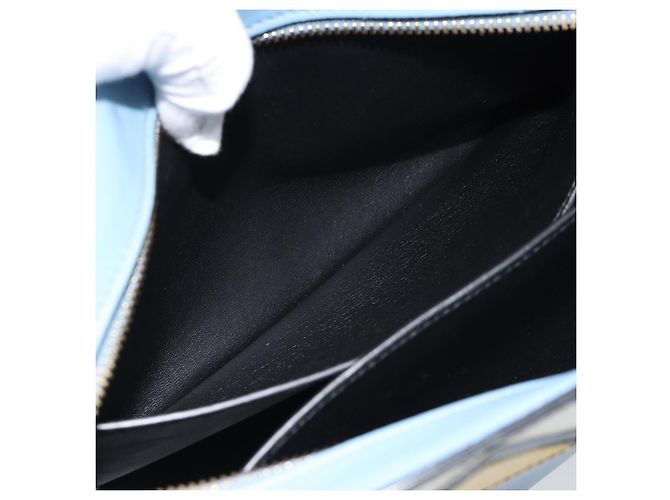 Borsa a Spalla PRADA in Pelle Azzurro Chiaro Oro Auth ka4742M D'oro Blu chiaro - vista 26