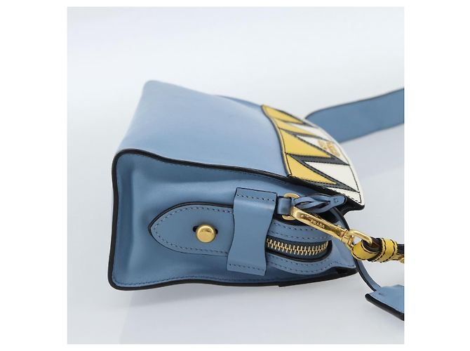 Borsa a Spalla PRADA in Pelle Azzurro Chiaro Oro Auth ka4742M D'oro Blu chiaro - vista 4