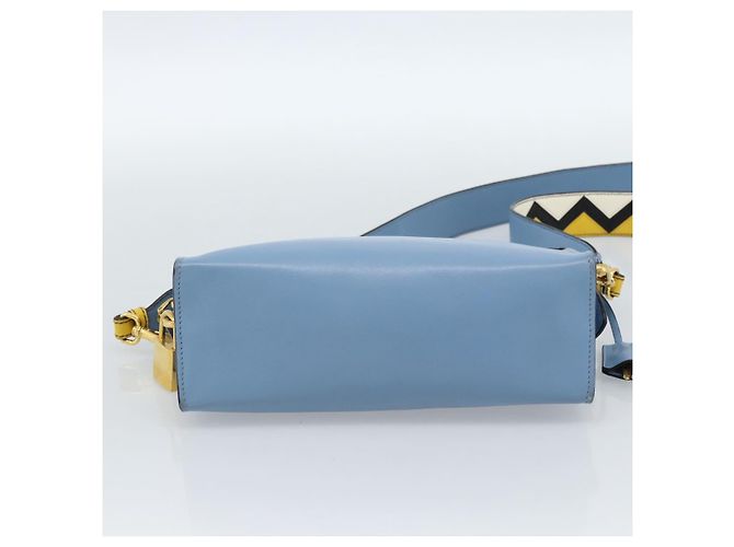 Borsa a Spalla PRADA in Pelle Azzurro Chiaro Oro Auth ka4742M D'oro Blu chiaro - vista 5