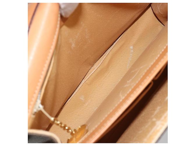 Céline Borsa a Spalla CELINE Macadam Canvas PVC Pelle Marrone Oro Auth 184541 D'oro - vista 10