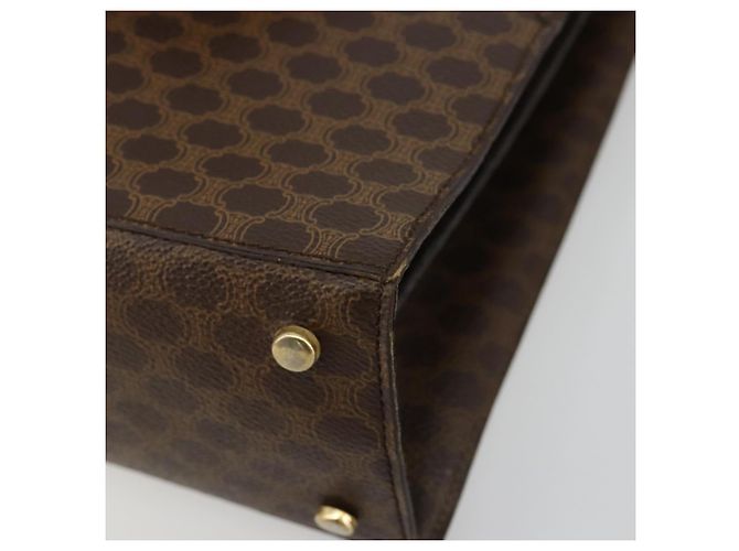 Céline Borsa a Spalla CELINE Macadam Canvas PVC Pelle Marrone Oro Auth 184541 D'oro - vista 15