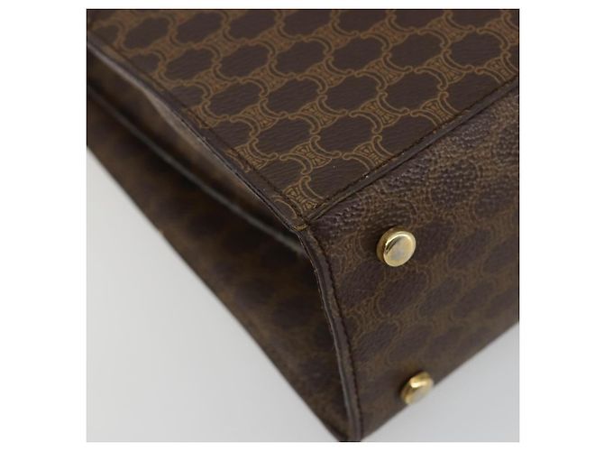 Céline Borsa a Spalla CELINE Macadam Canvas PVC Pelle Marrone Oro Auth 184541 D'oro - vista 16