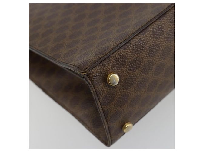 Céline Borsa a Spalla CELINE Macadam Canvas PVC Pelle Marrone Oro Auth 184541 D'oro - vista 18