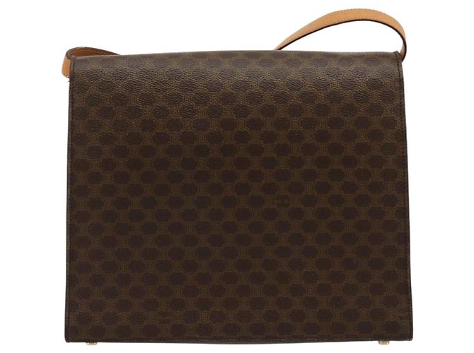 Céline Borsa a Spalla CELINE Macadam Canvas PVC Pelle Marrone Oro Auth 184541 D'oro - vista 2