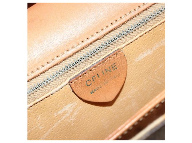 Céline Borsa a Spalla CELINE Macadam Canvas PVC Pelle Marrone Oro Auth 184541 D'oro - vista 20