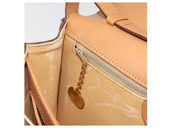 Céline Borsa a Spalla CELINE Macadam Canvas PVC Pelle Marrone Oro Auth 184541 D'oro - vista 23