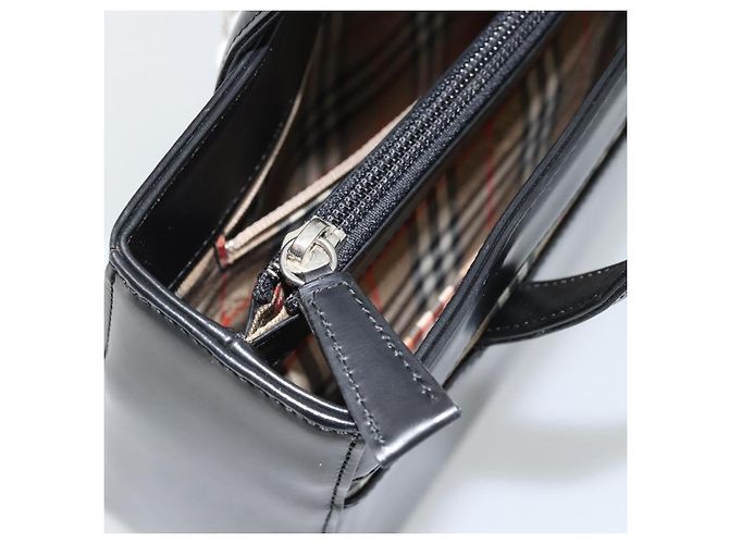 Borsa Burberry in pelle nera argento Auth 185493A Nero - vista 21
