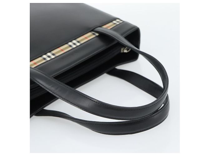 Borsa Burberry in pelle nera argento Auth 185493A Nero - vista 7