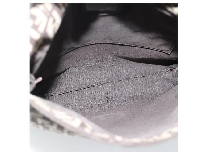 Borsa a Spalla FENDI Zucchino Canvas Marrone Argento Auth 185660 - vista 11