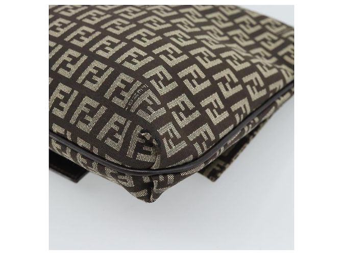 Borsa a Spalla FENDI Zucchino Canvas Marrone Argento Auth 185660 - vista 16
