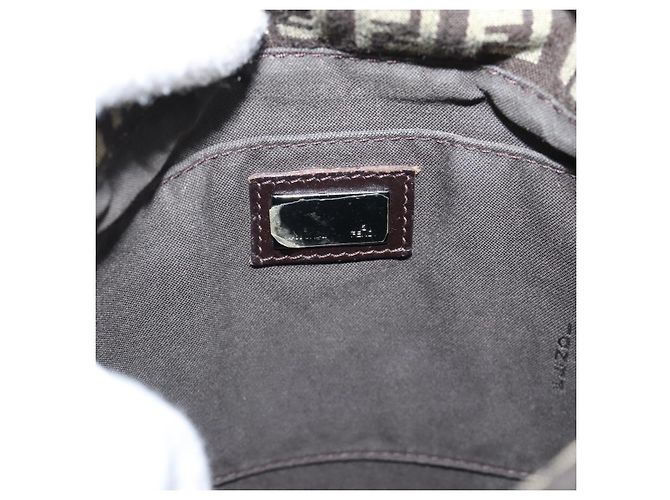 Borsa a Spalla FENDI Zucchino Canvas Marrone Argento Auth 185660 - vista 19