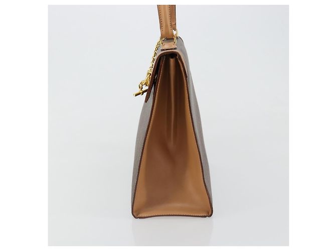 Céline CELINE Macadam Canvas Handtasche PVC Leder Braun Gold Auth 184975V Golden - Ansicht 2