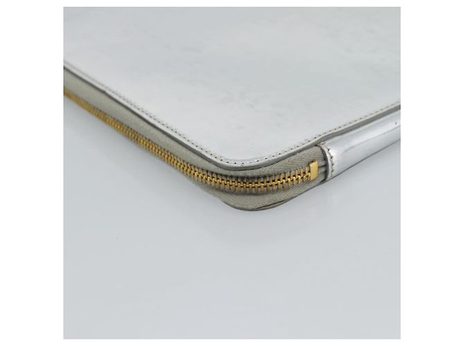 Clutch PRADA in pelle vernice Argento Oro Auth 184773 D'oro - vista 14